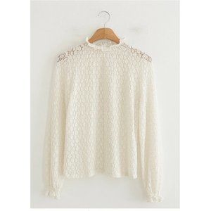 Brand New - Korean Fashion - Patterned Lace Top